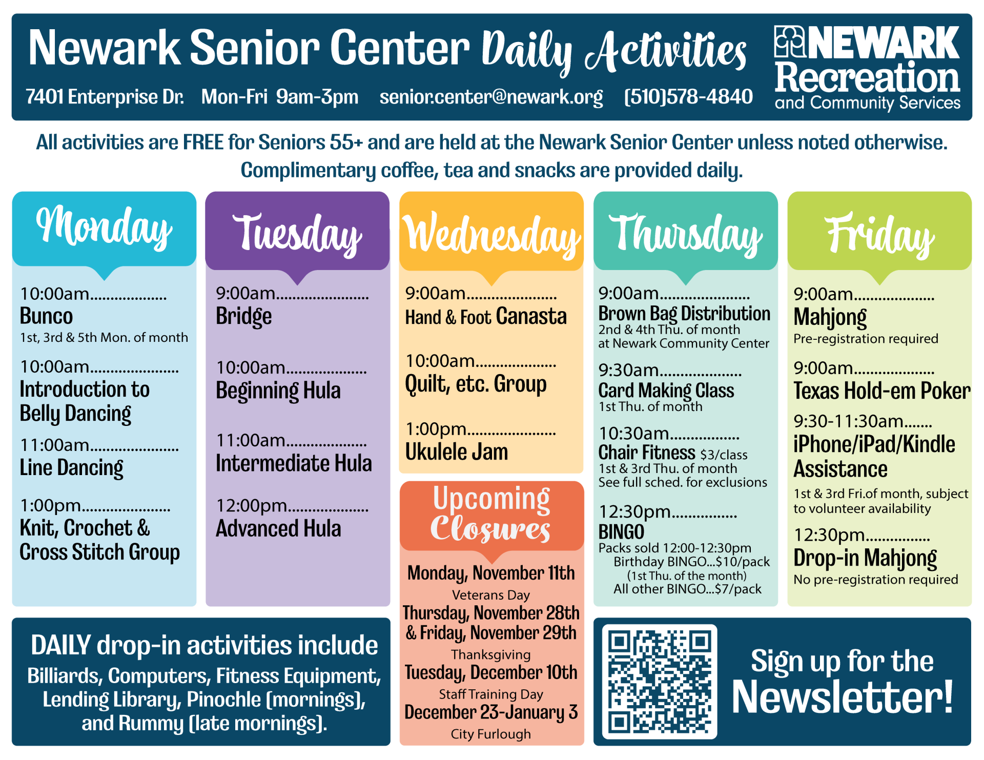 senior center daily activities 2024